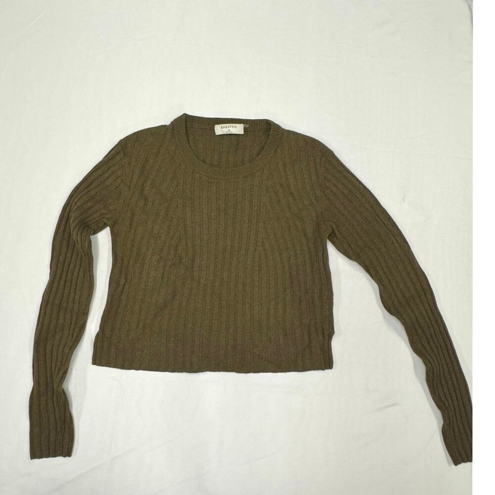 Aritzia Babaton Ribbed Sweater Moss Green with side slits- XS